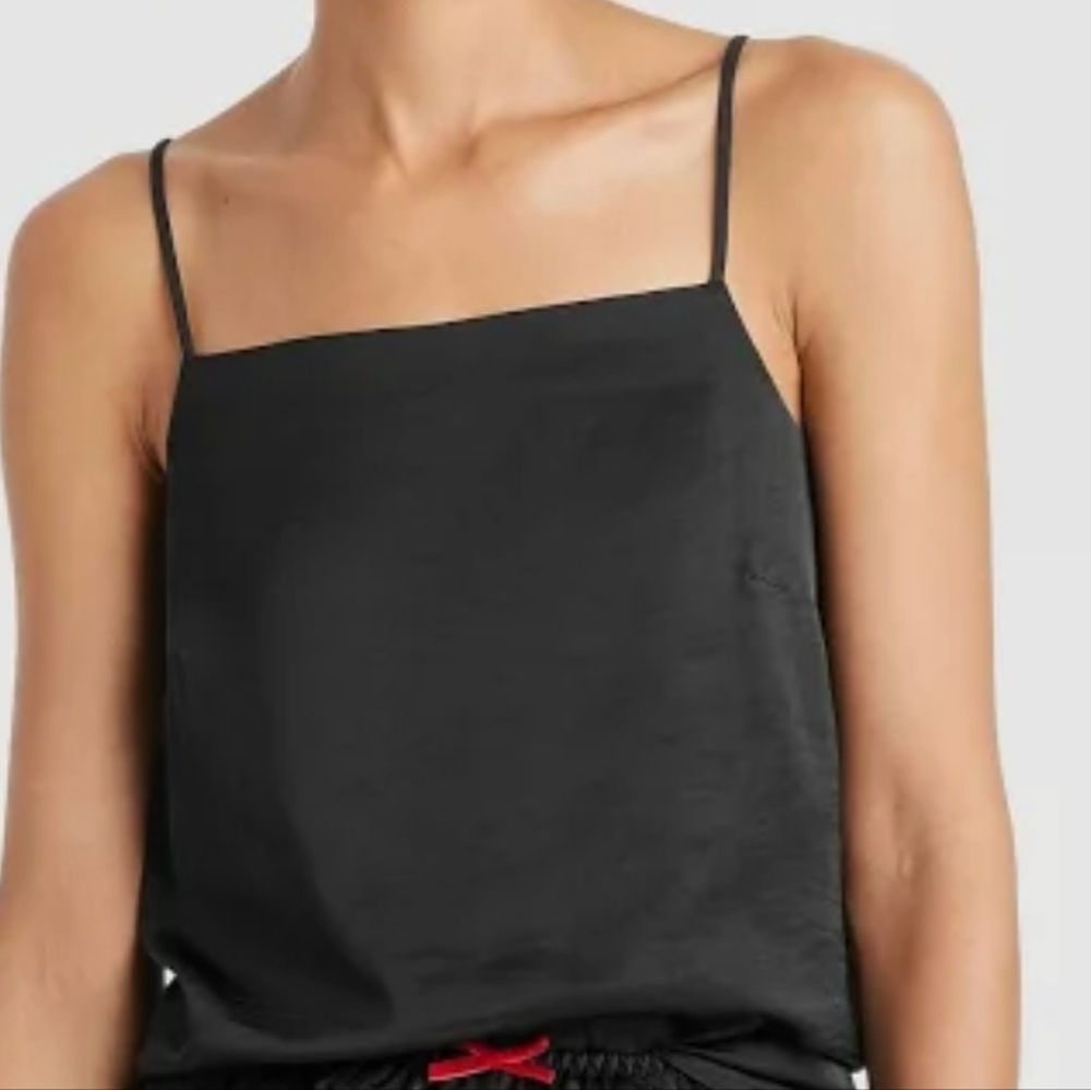 Women's Satin Cami Pajama Top - Auden Black M